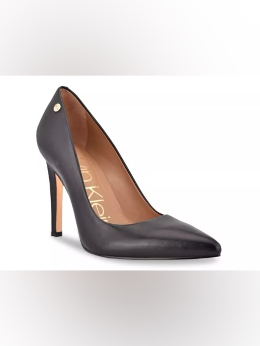 Calvin Klein Brady Black Leather Pointed Toe Stiletto Pump